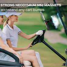 Load image into Gallery viewer, Magnetic Golf Cart Phone Holder Mount, Strong Magnet Cell Phone Holder for Golf Cart with Strap Mount,Ultra Strength Magnet Cell Phone Caddy fits iPhones, Samsung, Google, Huawei, LG