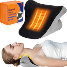 Load image into Gallery viewer, Heated Neck Stretcher for Pain Relief, Neck Shoulder Cervical Traction Device with Heating Pad for Relieve TMJ Headache Muscle Tension Spine Alignment
